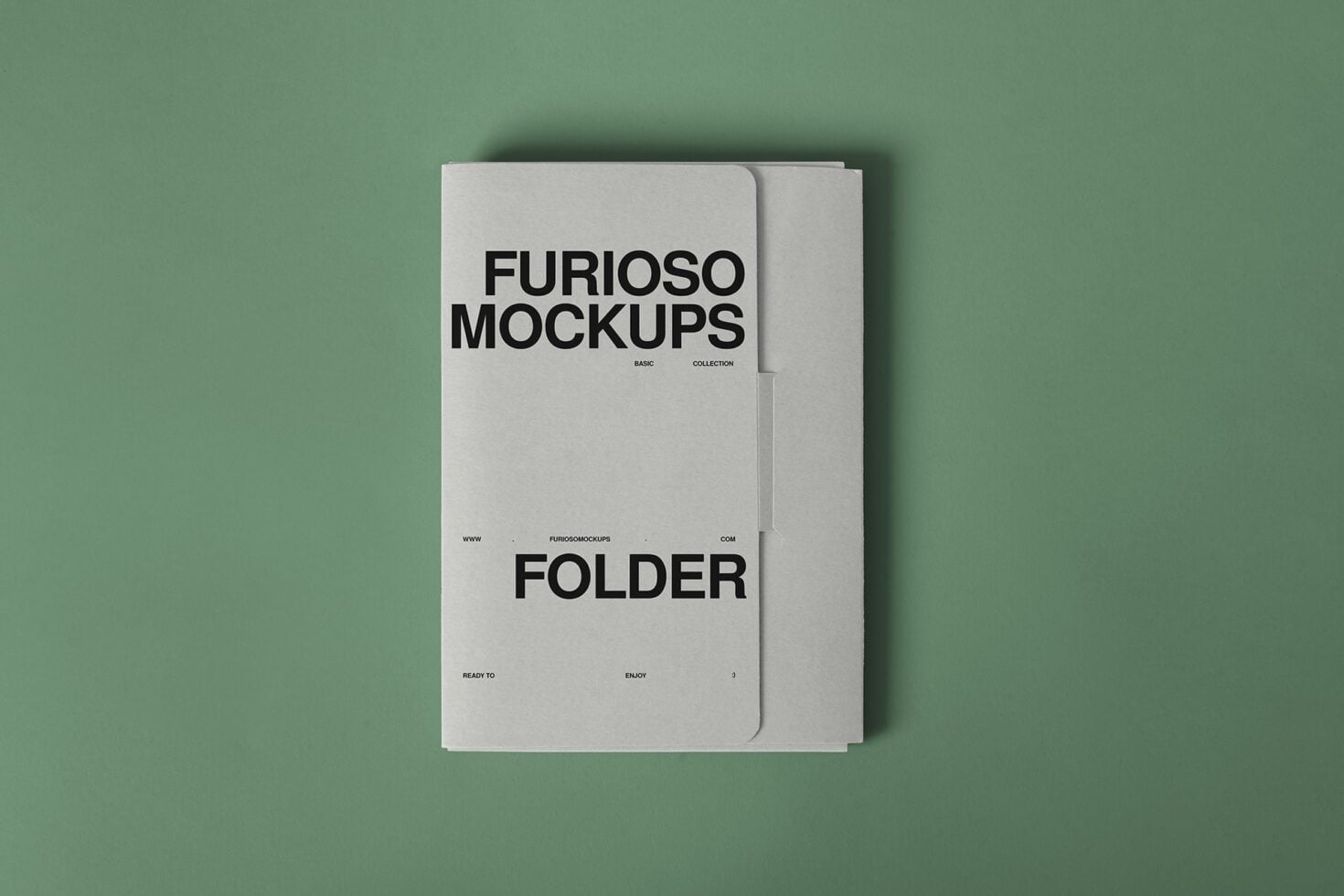 White folder mockup lying flat on sage green background