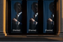 Three vertical banners showing man in suit wearing luxury watch against blue backdrop