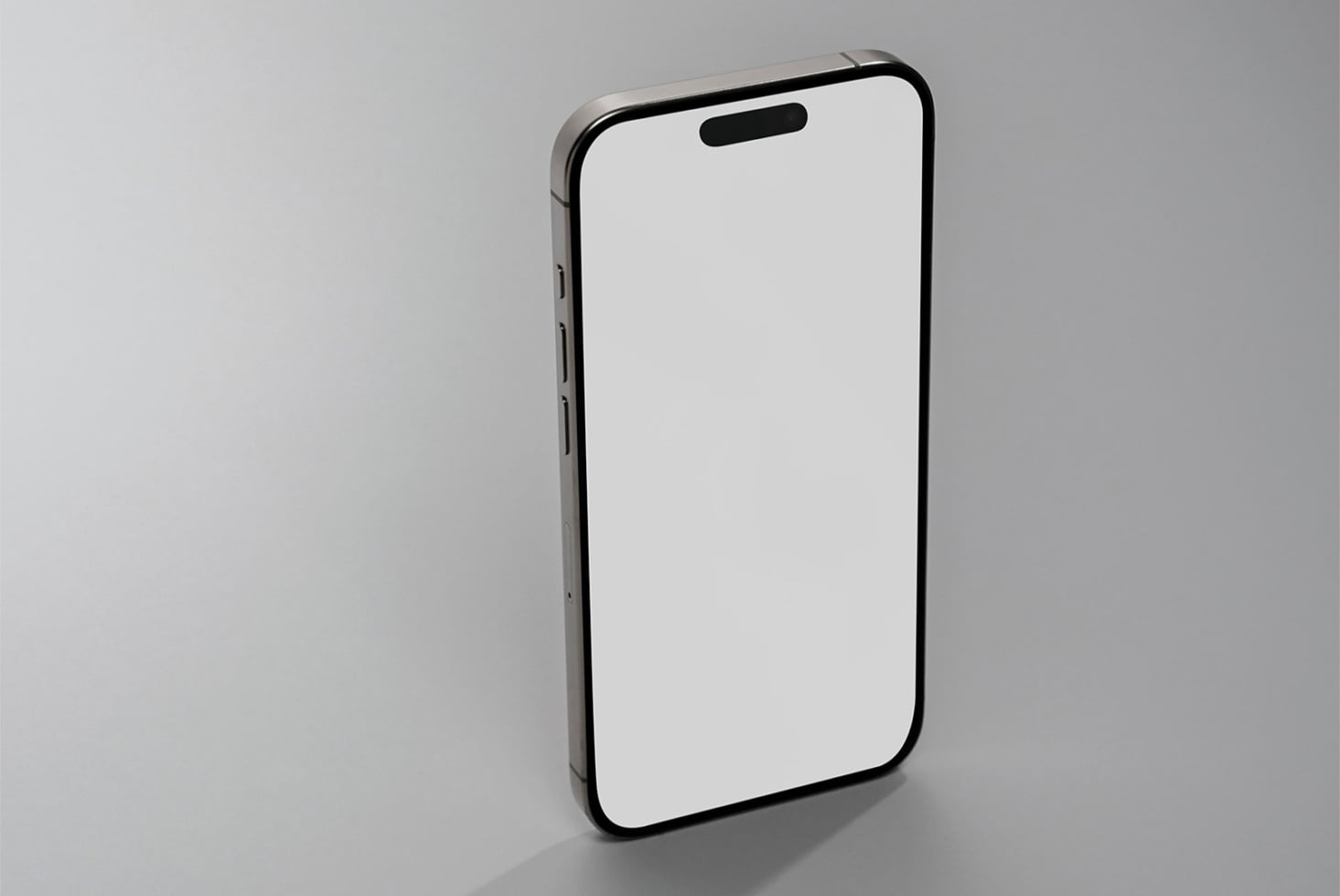 Blank white iPhone 14 screen mockup, clean minimal setup with shadow
