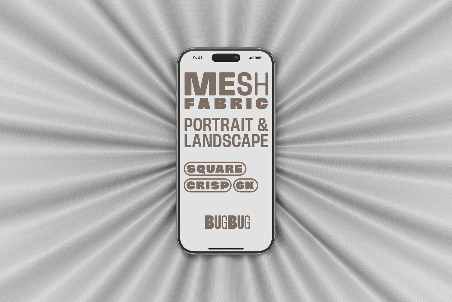 Light radiating fabric mockup behind iPhone with brown typography samples