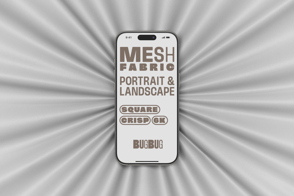 Light radiating fabric mockup behind iPhone with brown typography samples