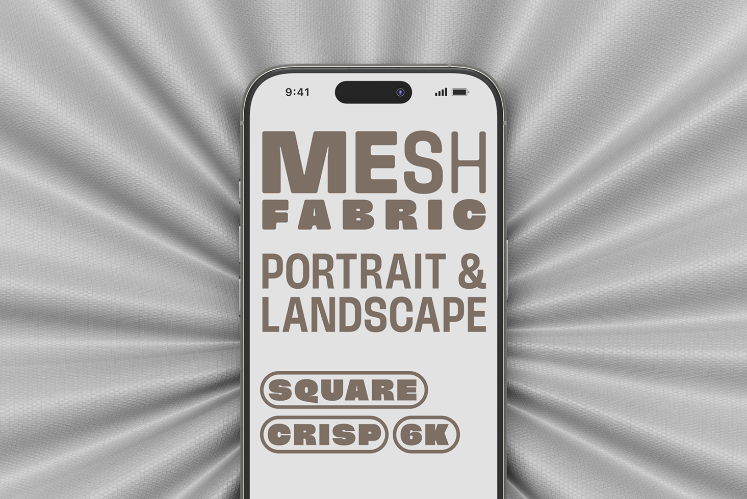 Light fabric texture backdrop with iPhone displaying beige text mockup