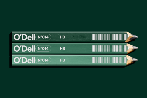 Three O'Dell HB pencils with green barrel lined up horizontally