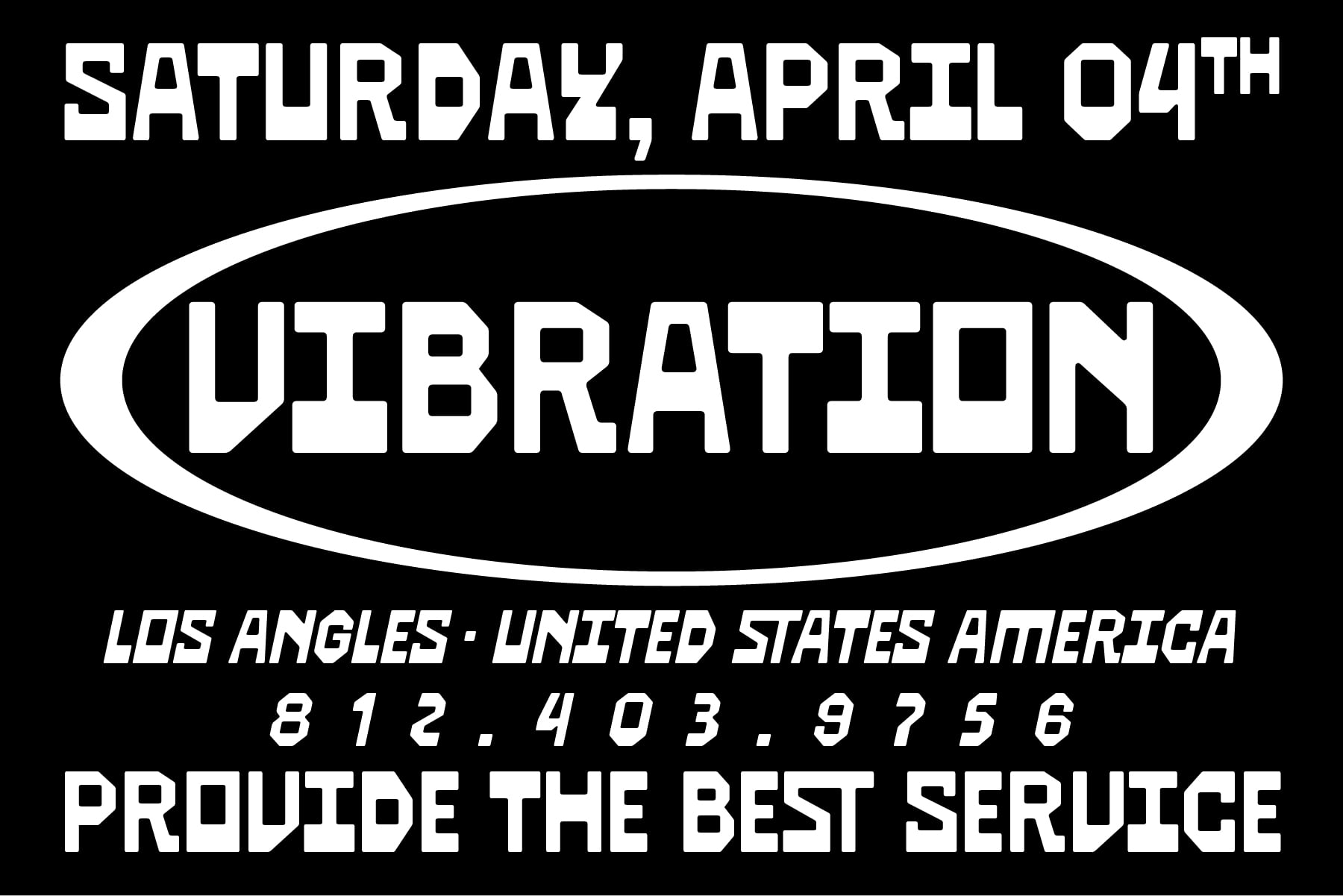Retro oval badge with Vibration event details Los Angeles