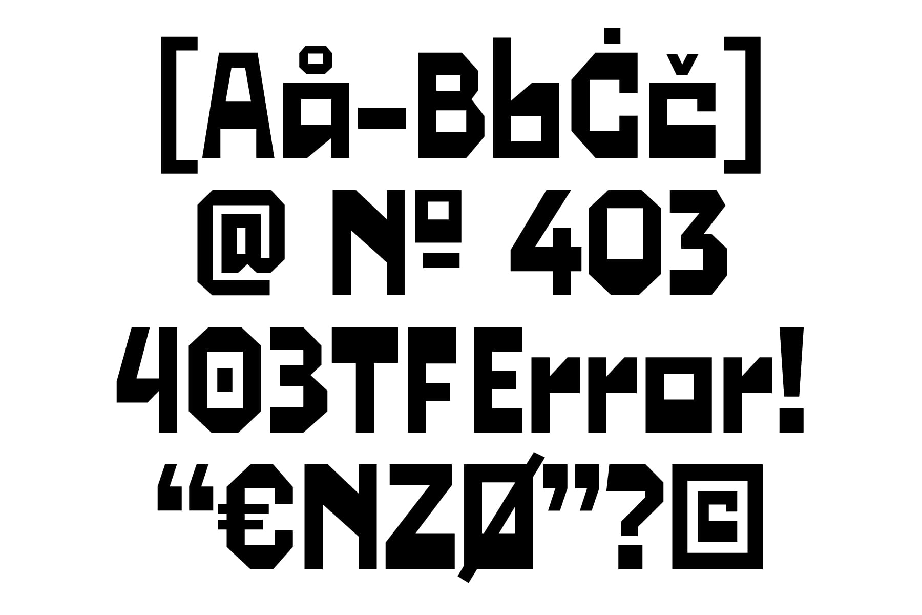 404 error code in square brackets with enzo character in quotes below it