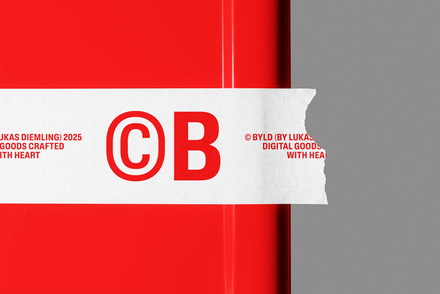 White banner featuring large red outlined CB letters against red background
