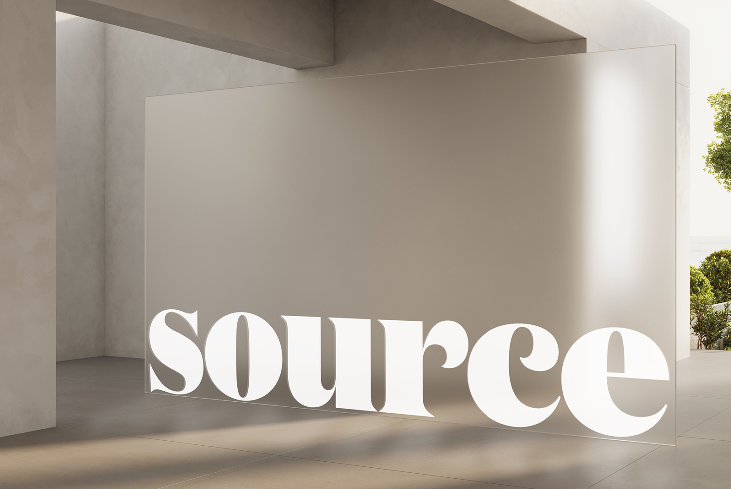 White dimensional lettering installed in minimalist interior space with natural light