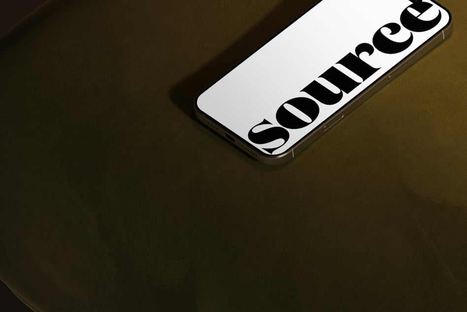 Device screen showing chunky sans serif type on olive background