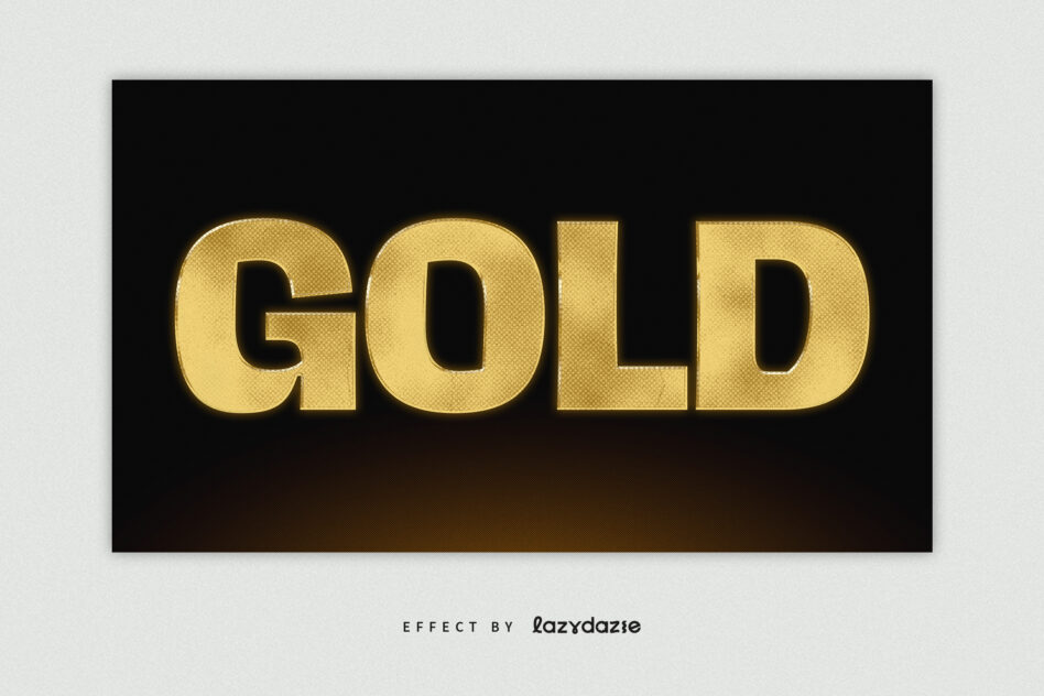 Bold gold text effect with textured fill on dark background, gives luxury vibes