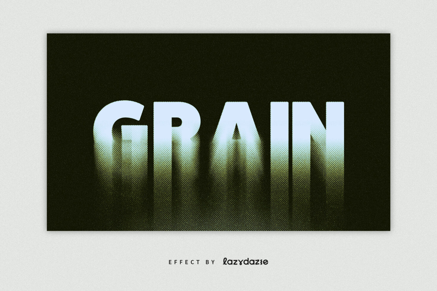 GRAIN text in white with green dotted gradient dissolving from lower half