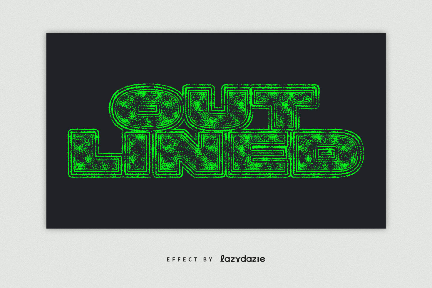 Bright green neon text with dotted grain texture on black background