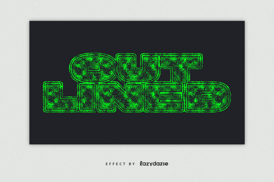 Bright green neon text with dotted grain texture on black background