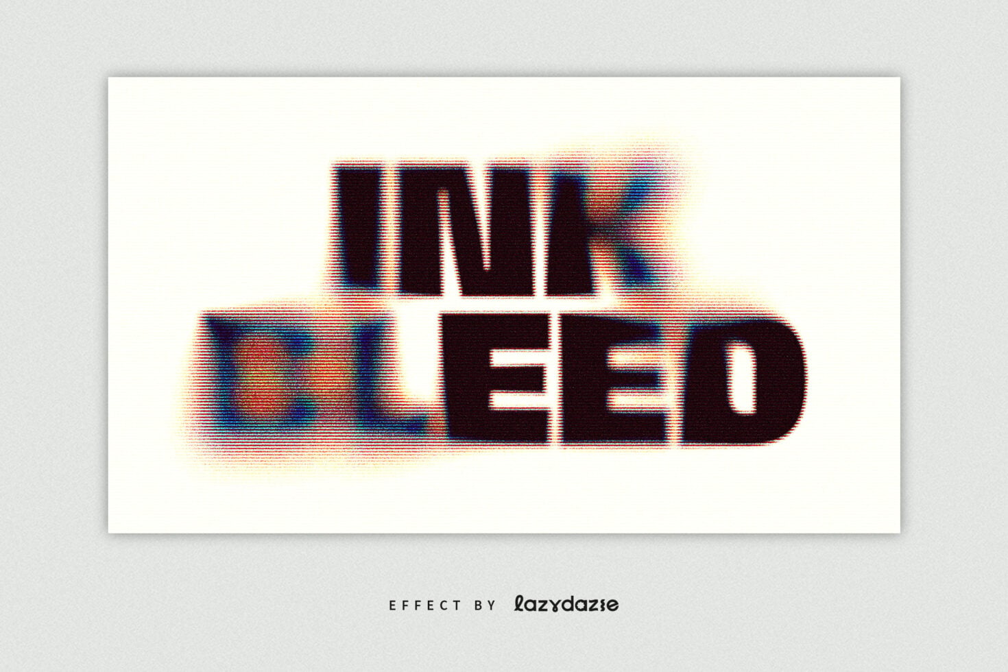 indie feed text with horizontal scanlines distortion on cream