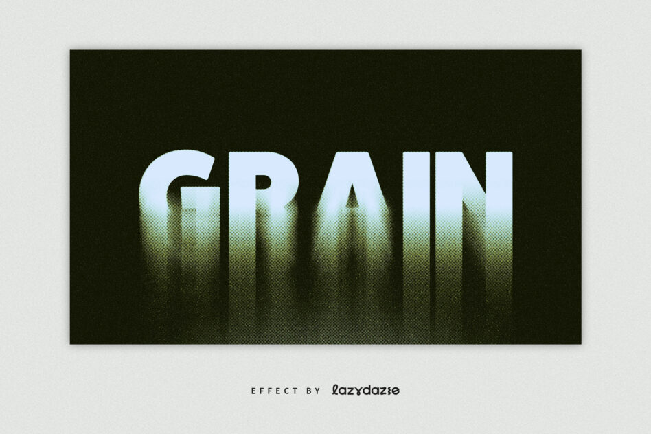 GRAIN text in white with green dotted gradient dissolving from lower half