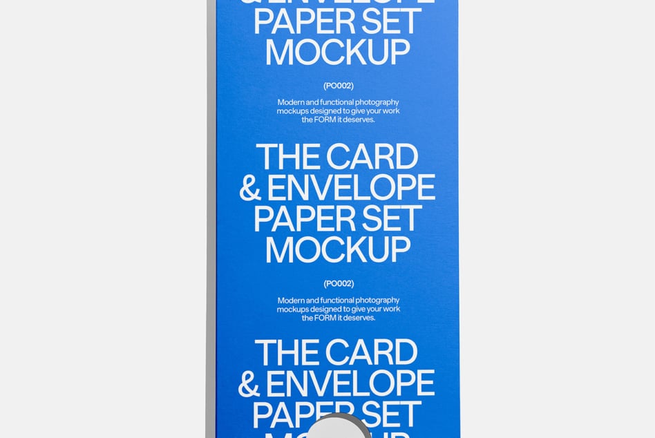 Blue card mockup displayed straight on with white text layout repeated three times
