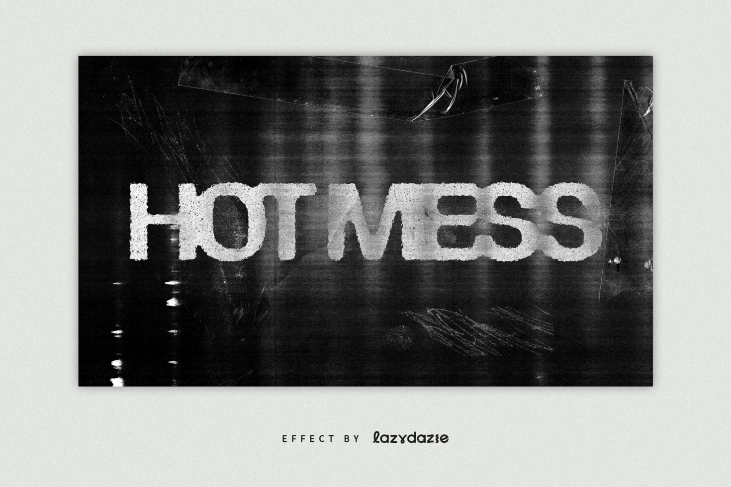 HOTMESS in rough white letters on weathered dark background