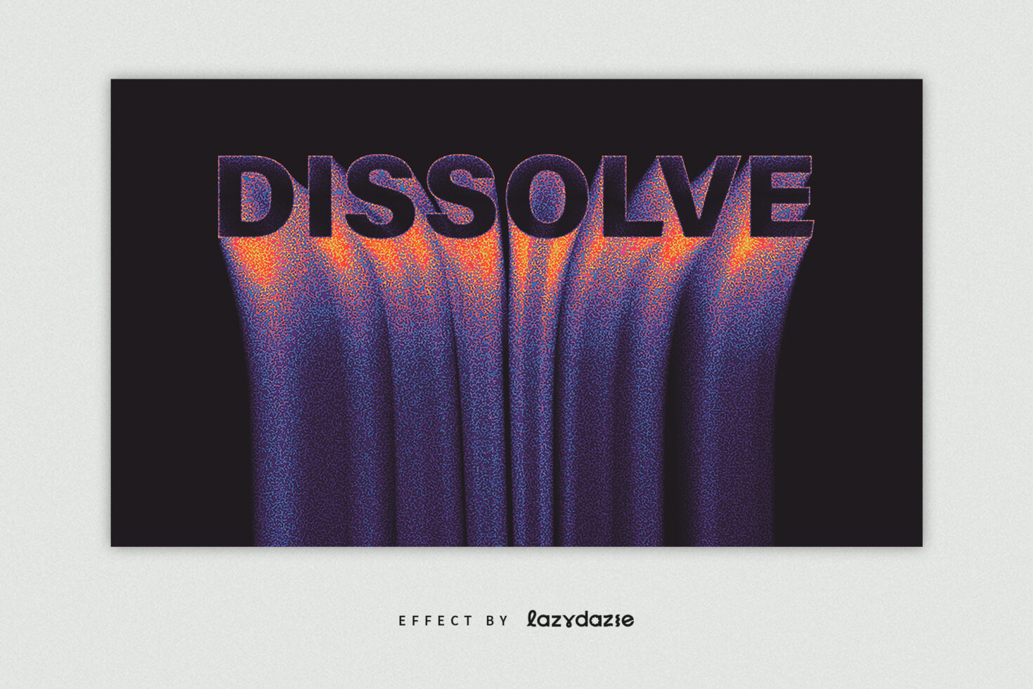 DISSOLVE text with colorful pixelated melting texture effect on dark backdrop