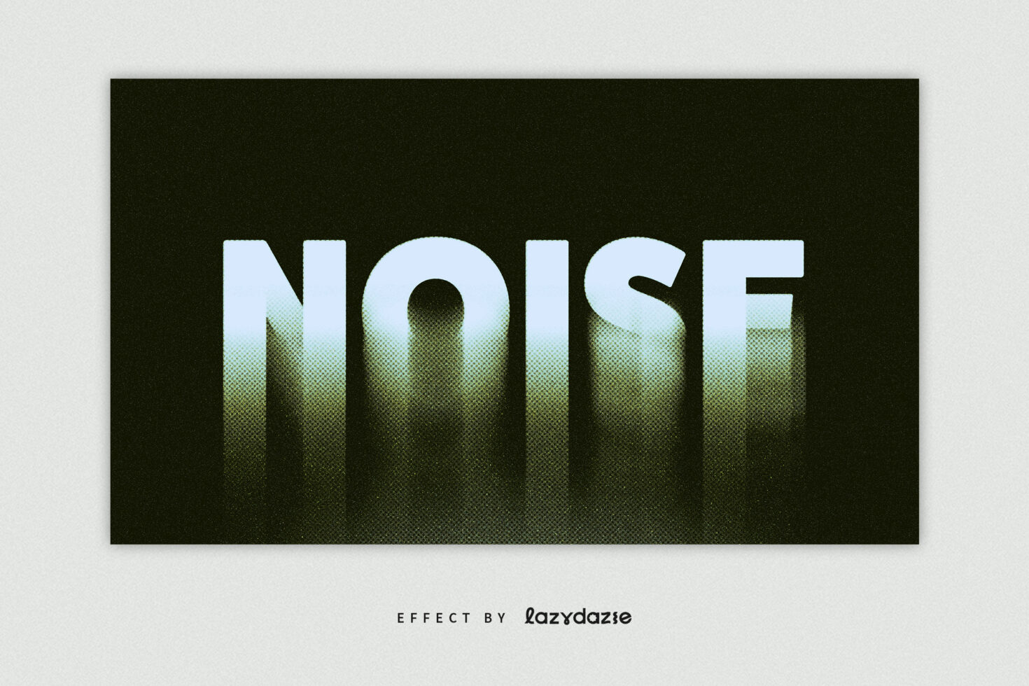 NOISE text in white with green pixelated texture fade effect downward
