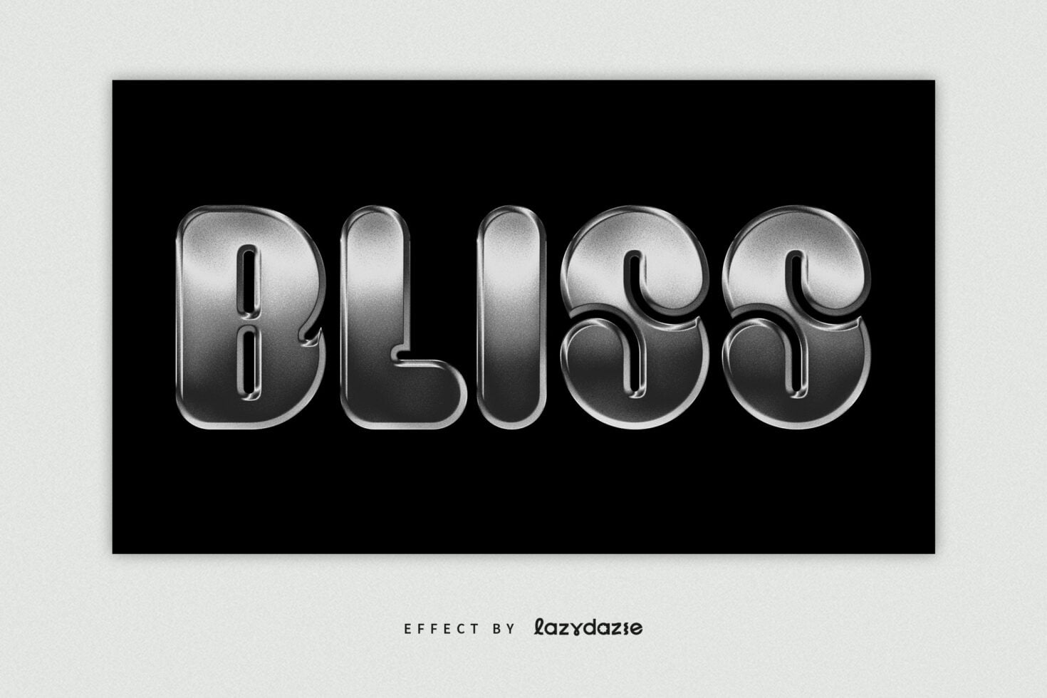 Rounded metallic silver text with brushed surface finish