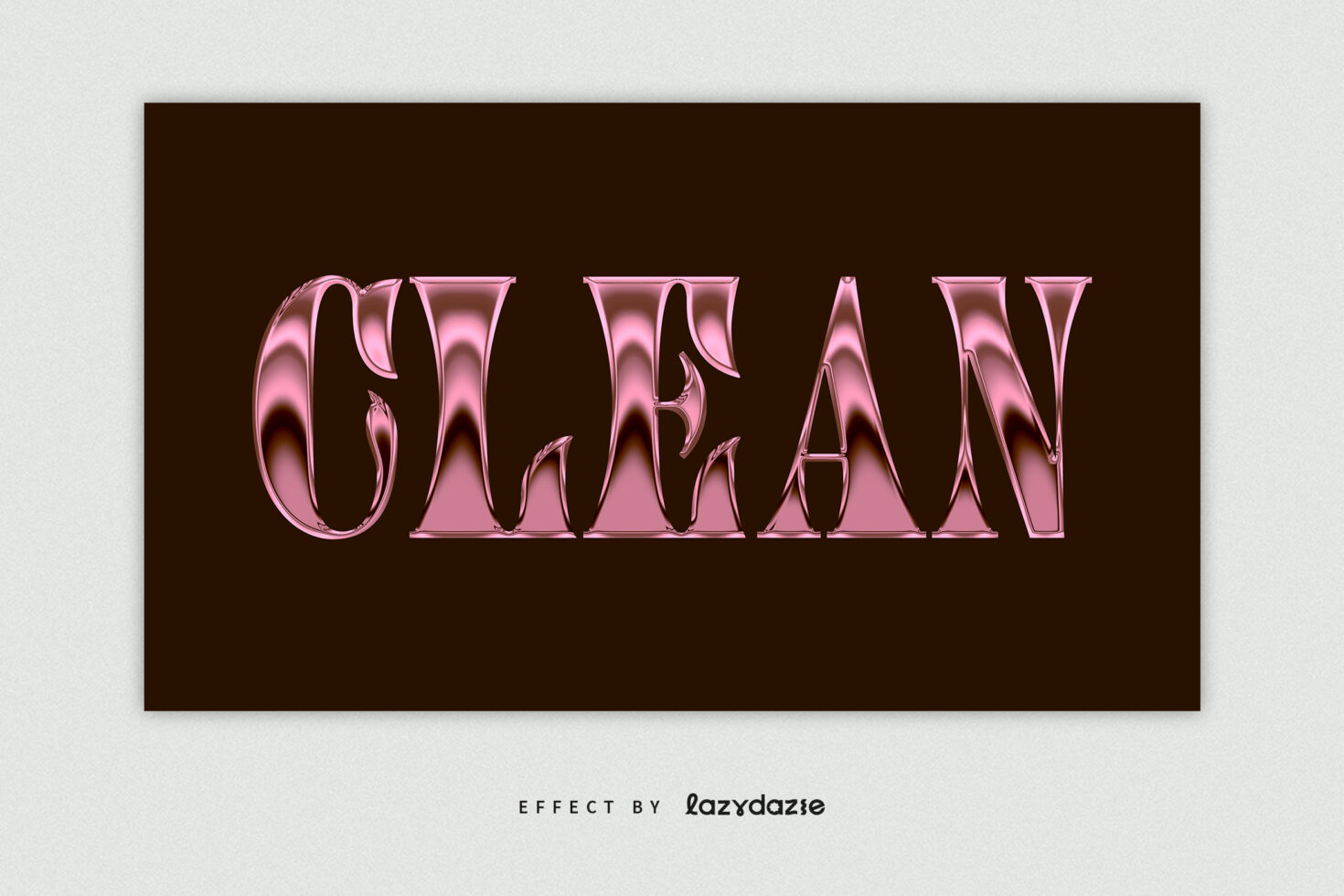 Ocean in shiny pink chrome lettering with 3D depth on brown backdrop
