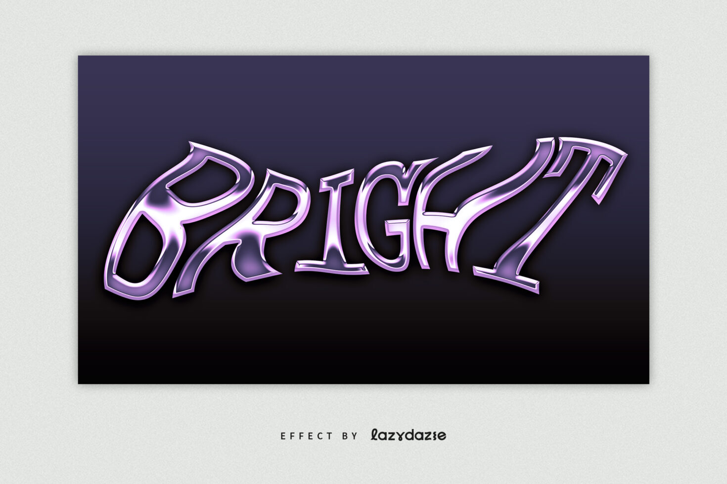 Shiny purple chrome text effect with glossy 3D appearance