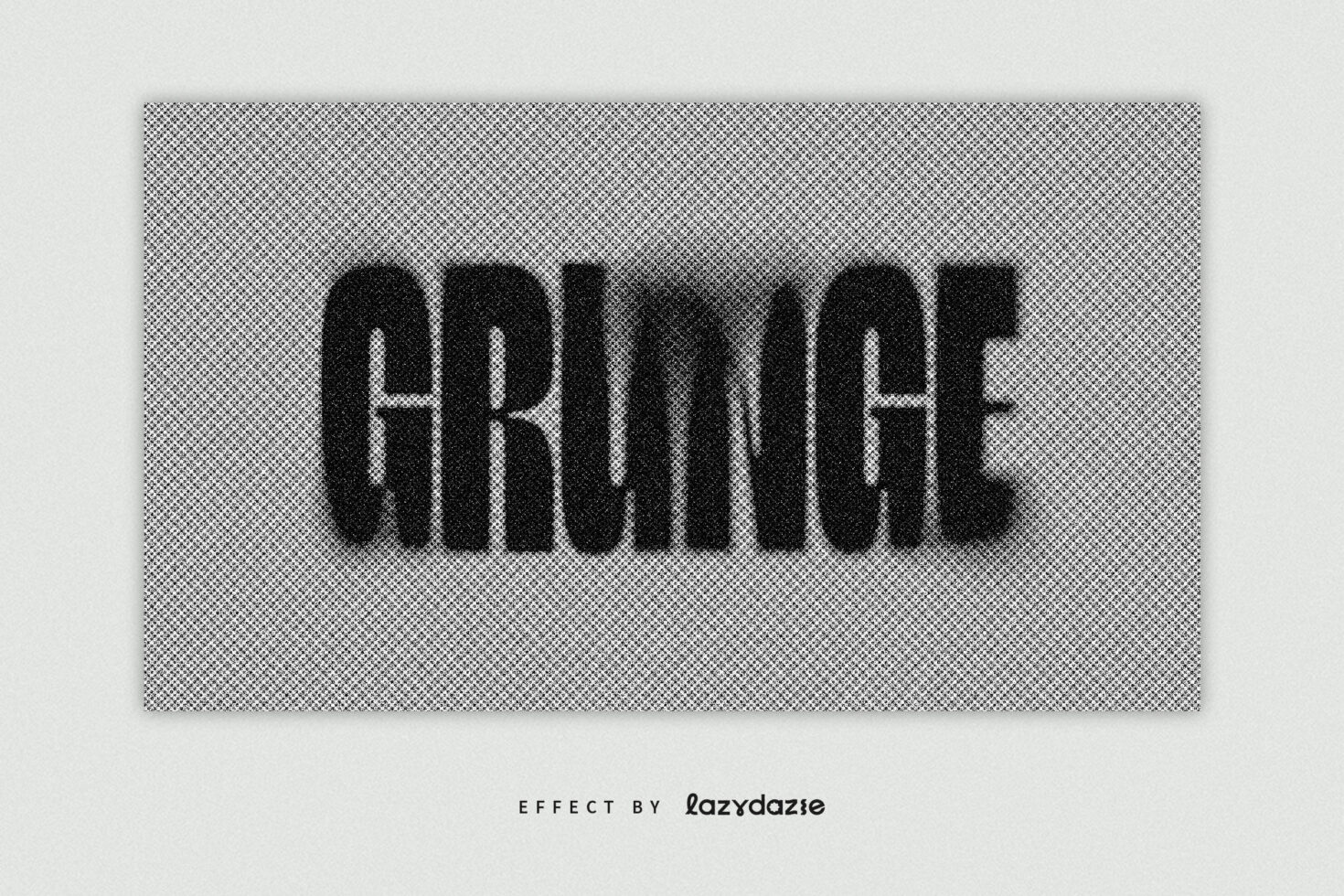 Grunge halftone text effect showing word GRINCH in bold black letters