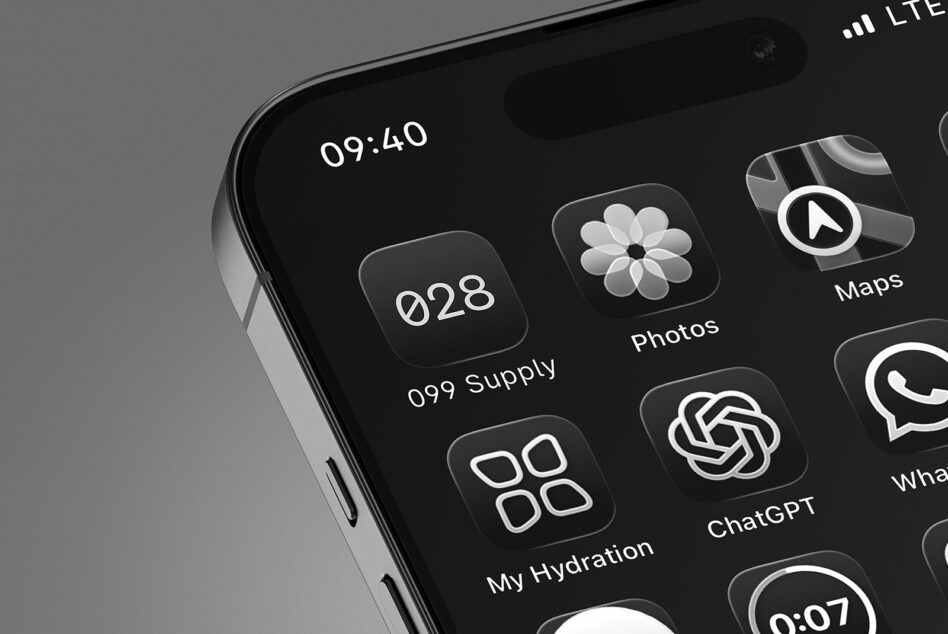 Phone home screen with time 09:40, apps including Photos, Maps, ChatGPT