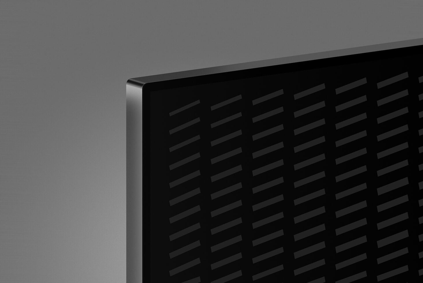 Laptop screen mockup angled view showing horizontal line pattern on display