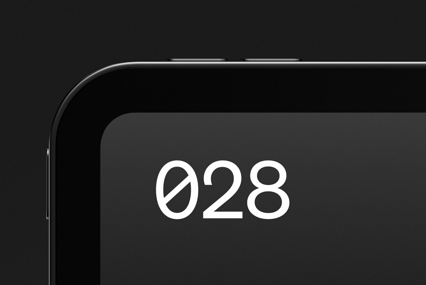 Dark iPhone lock screen showing time 028 with curved device edge