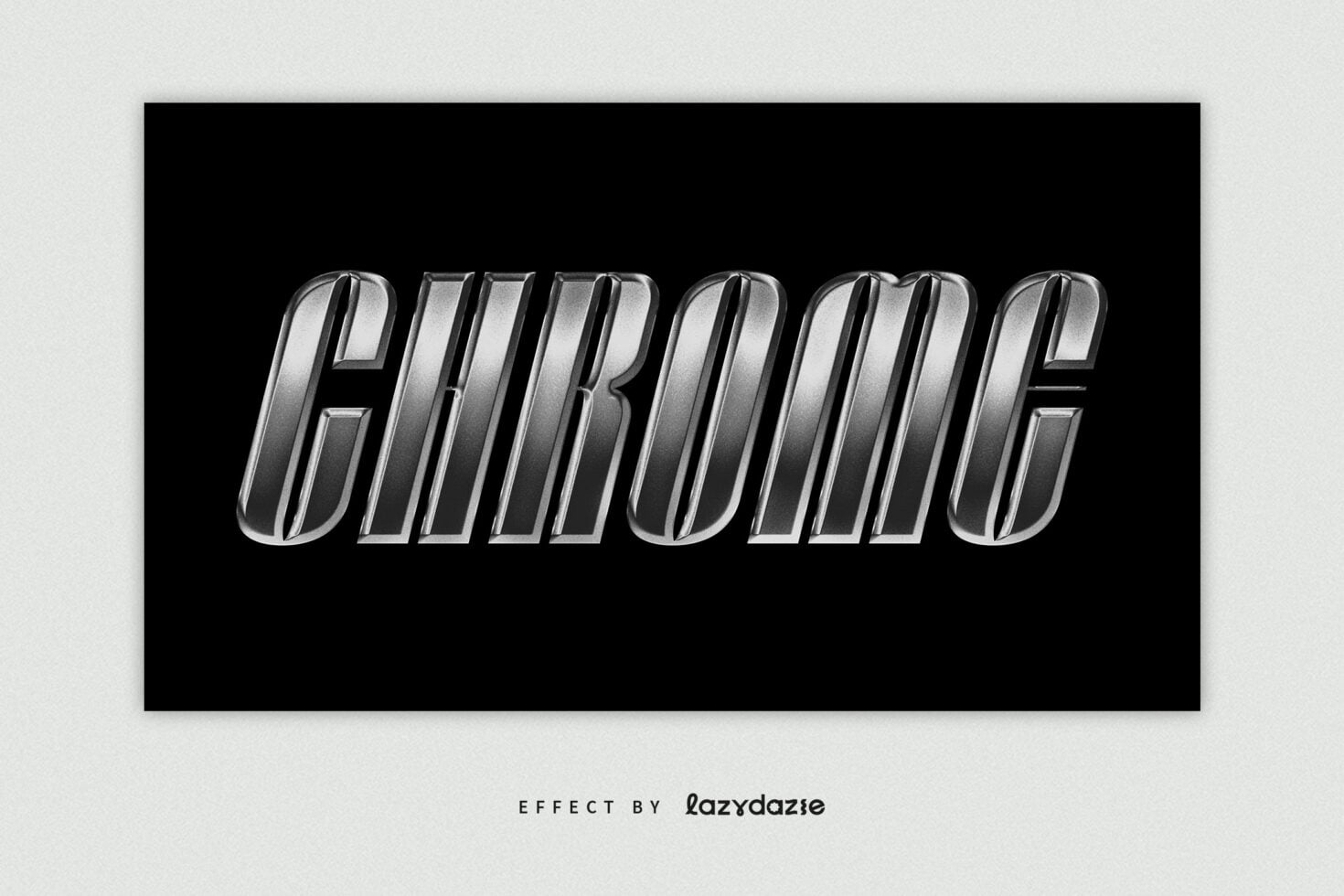 Metallic striated text with silver ribbed surface effect