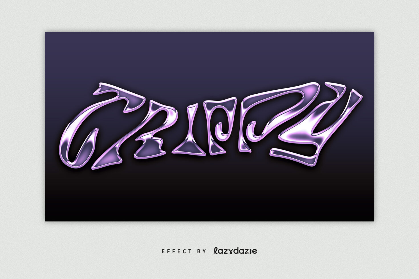 Metallic purple chrome lettering with shine on dark gradient