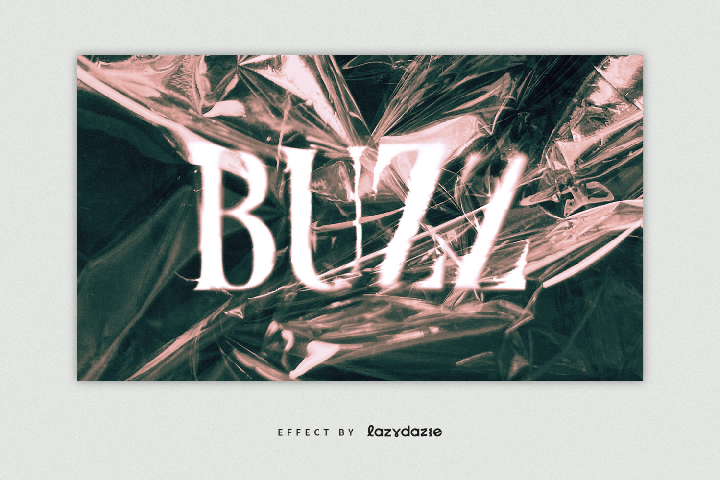 Plant leaf texture background with white glowing BLZY text effect