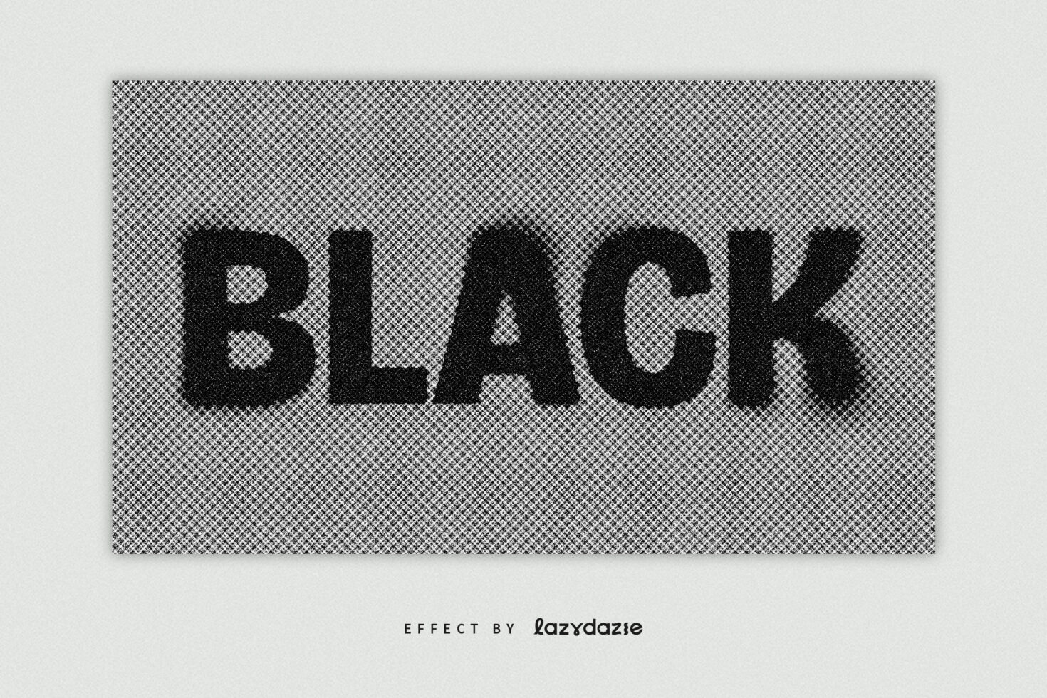 Large heavy type with dotted halftone pattern creating mosaic texture effect