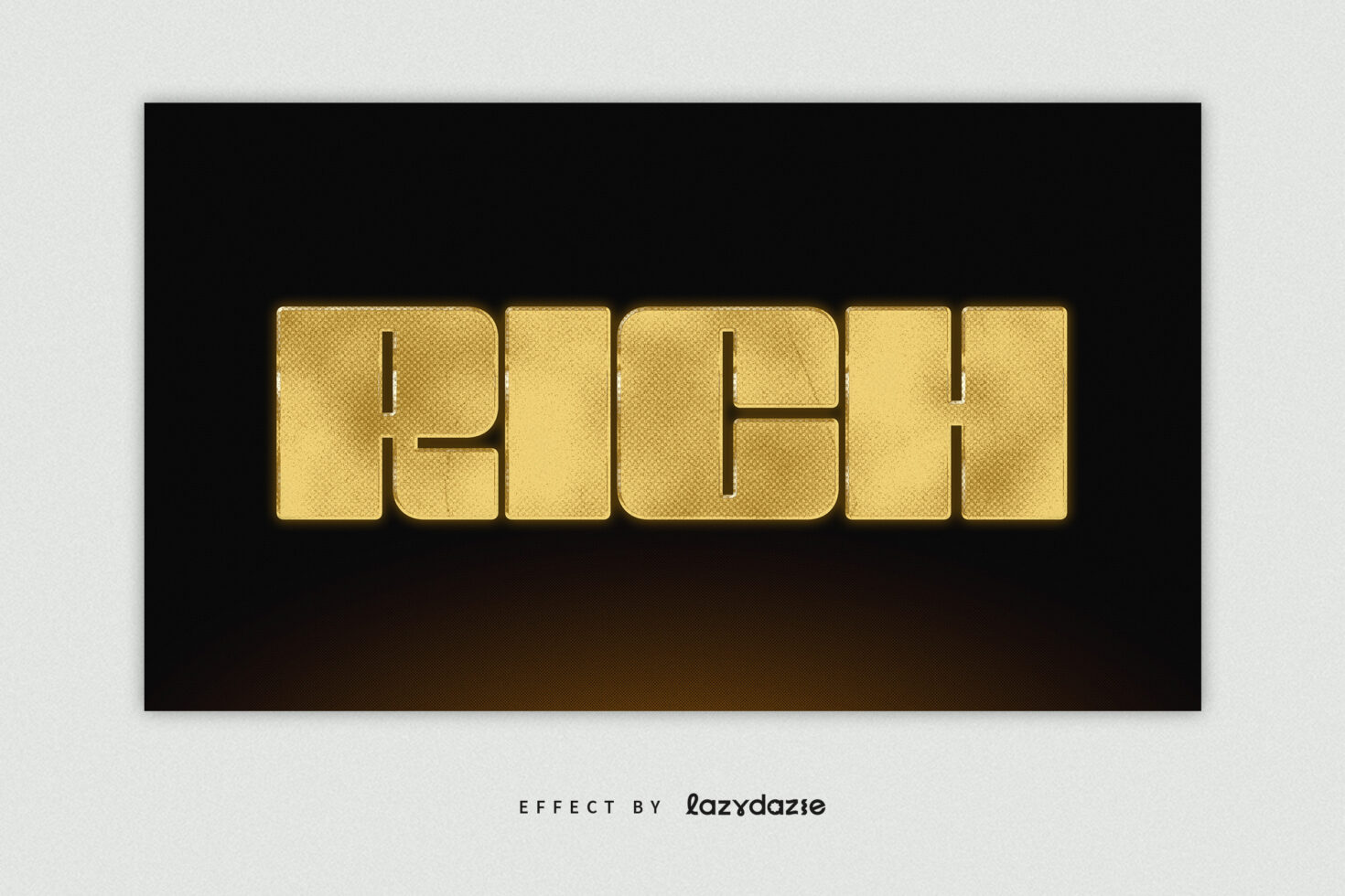 Gold textured letters with rounded edges on dark background