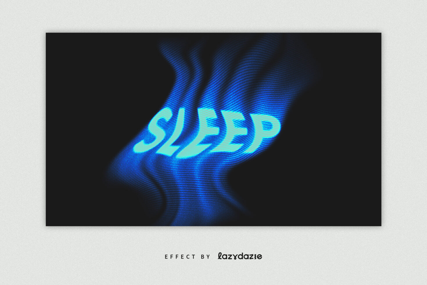 Cyan glowing text with horizontal scanlines wavy distortion effect