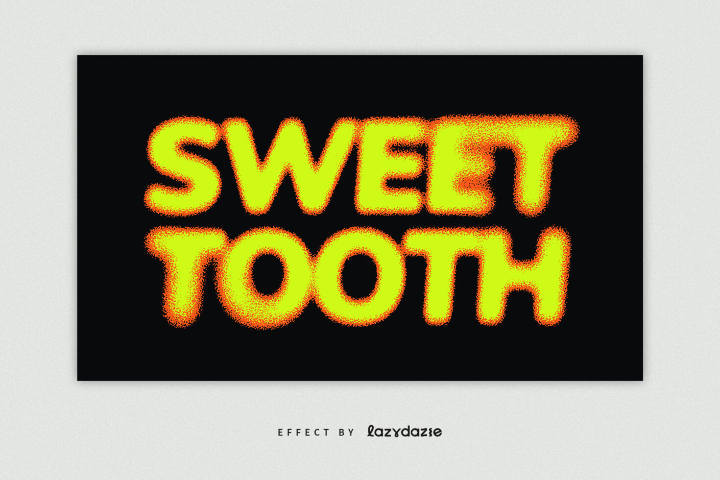 Sweet Tooth large text in bright neon with warm pixelated border glow