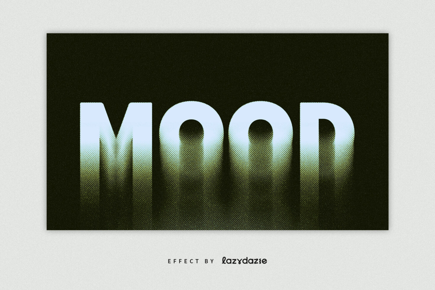 White MOOD text with pixelated green fade effect on dark background