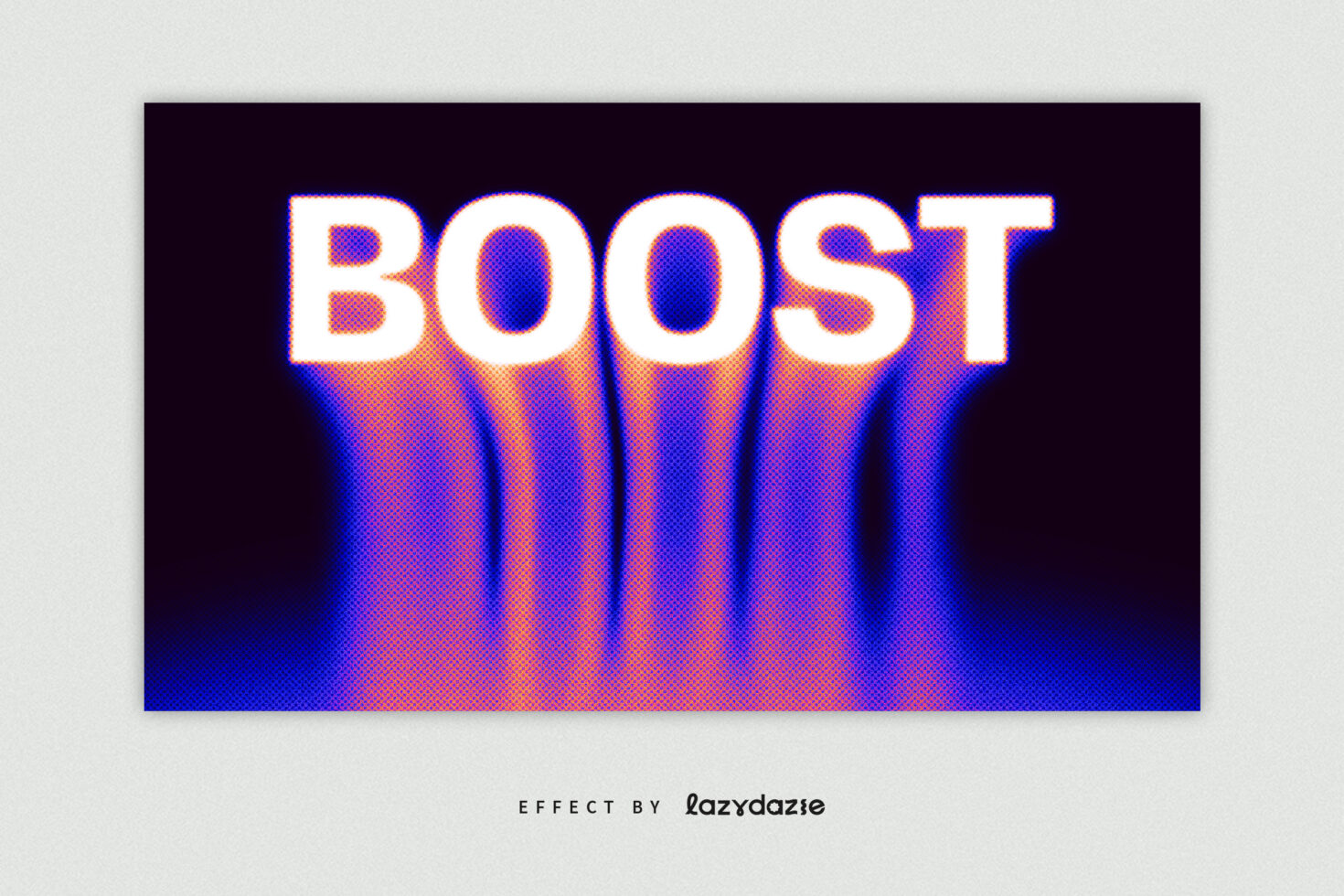 BOOST in white with neon gradient vertical mesh on dark