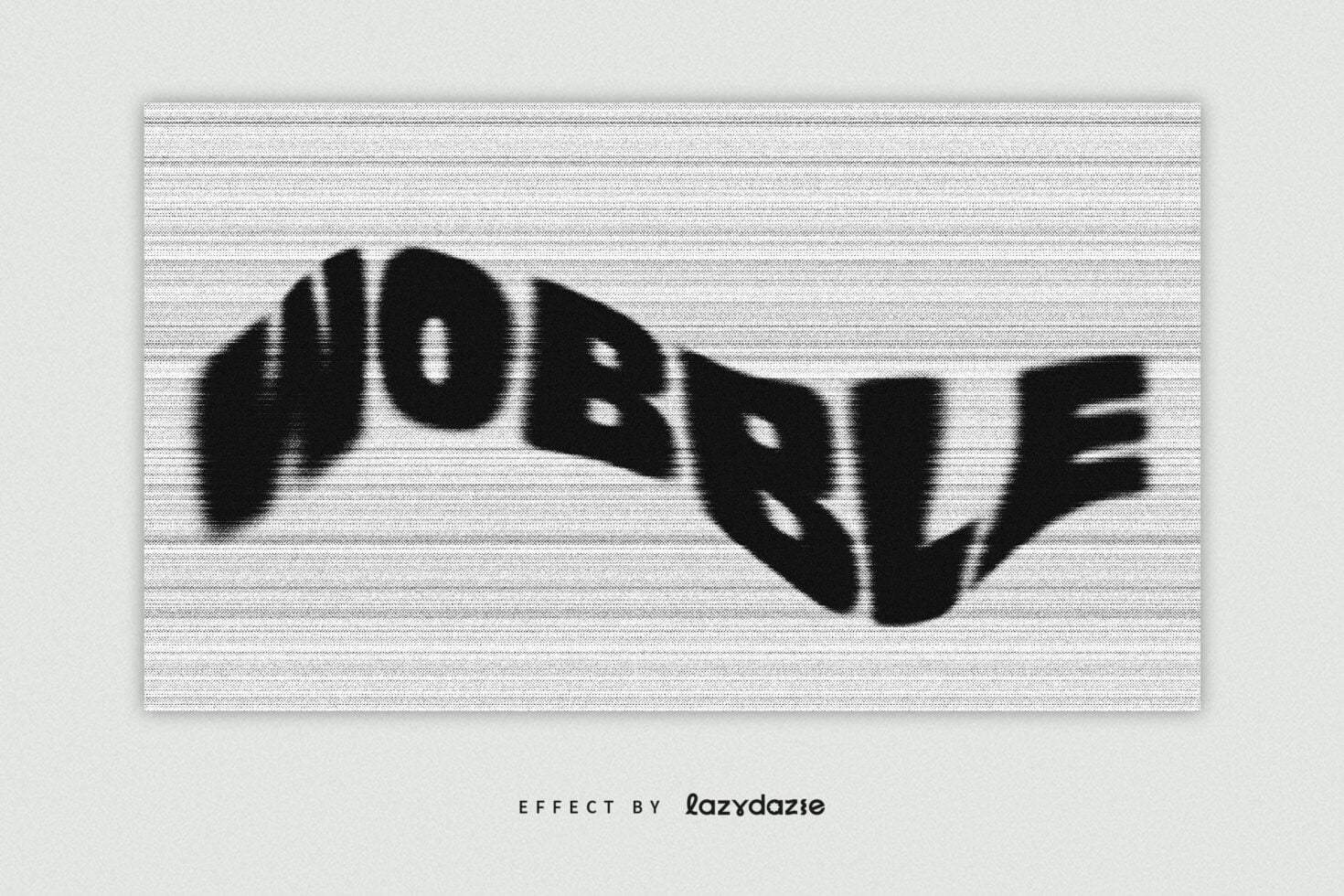 Ombre text with heavy scan line distortion on light gray background