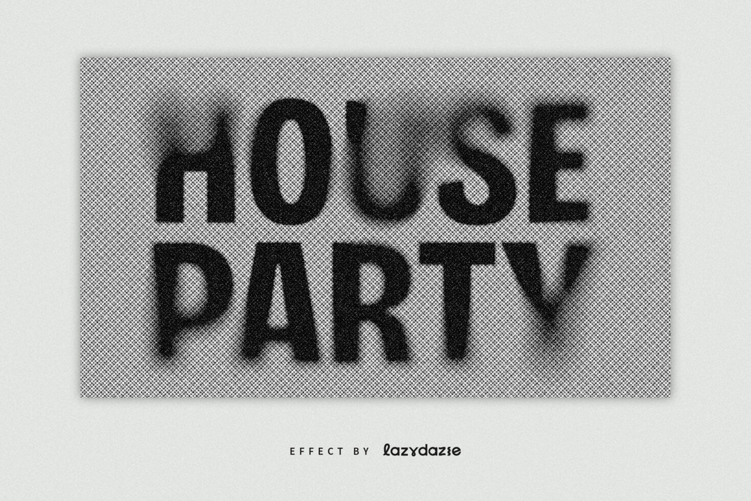 Bold sans serif text with heavy pixelation over speckled grayscale texture