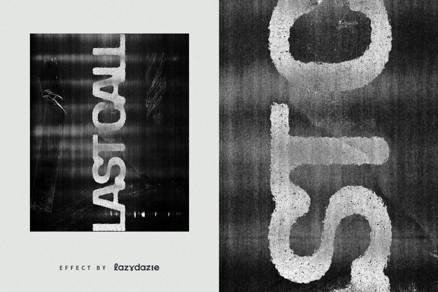 Black white grayscale poster showing LAST CALL text with distressed concrete texture overlay