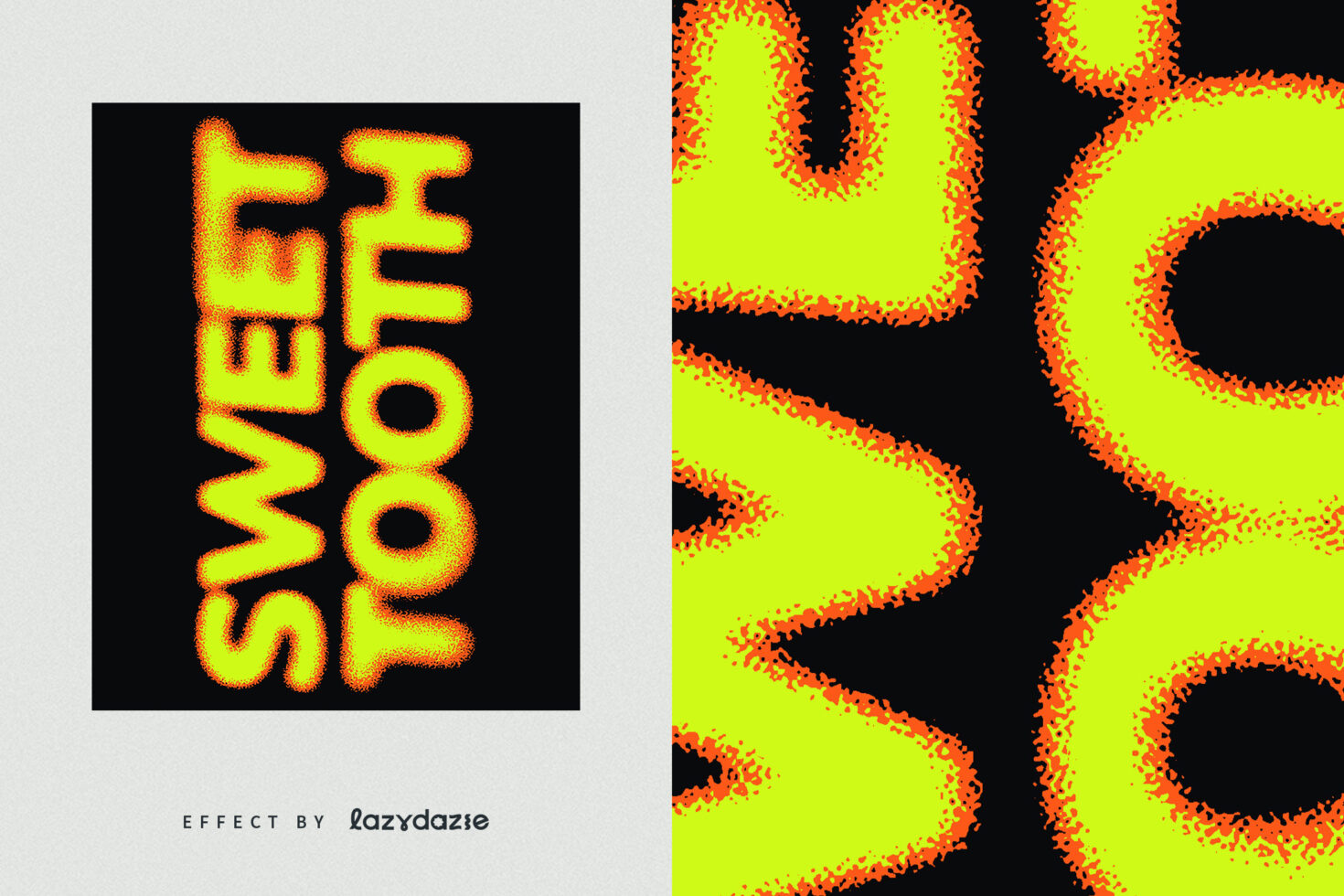 Sweet Pop text in lime yellow with orange pixelated fire glow effect
