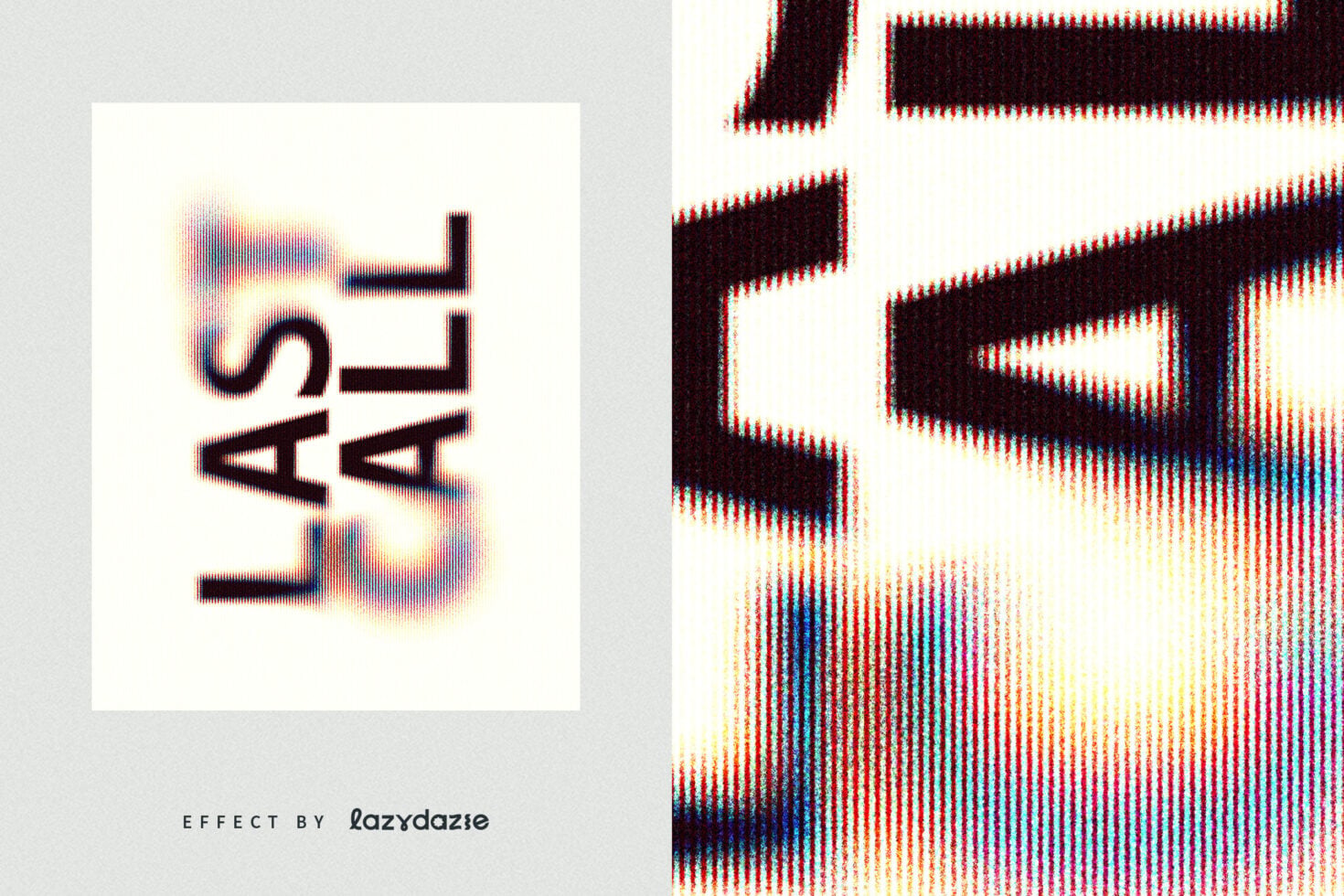 Last5 with chromatic aberration RGB glitch effect on white