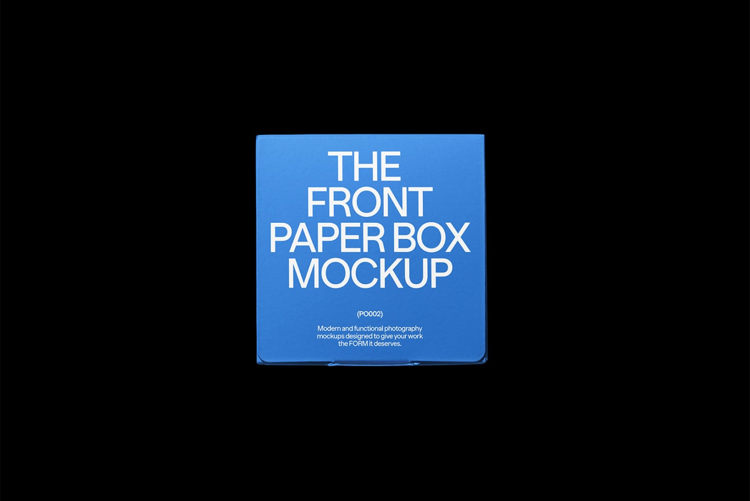 Blue paper box mockup isolated on dark background with clean edges