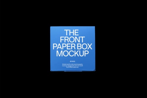 Blue paper box mockup isolated on dark background with clean edges
