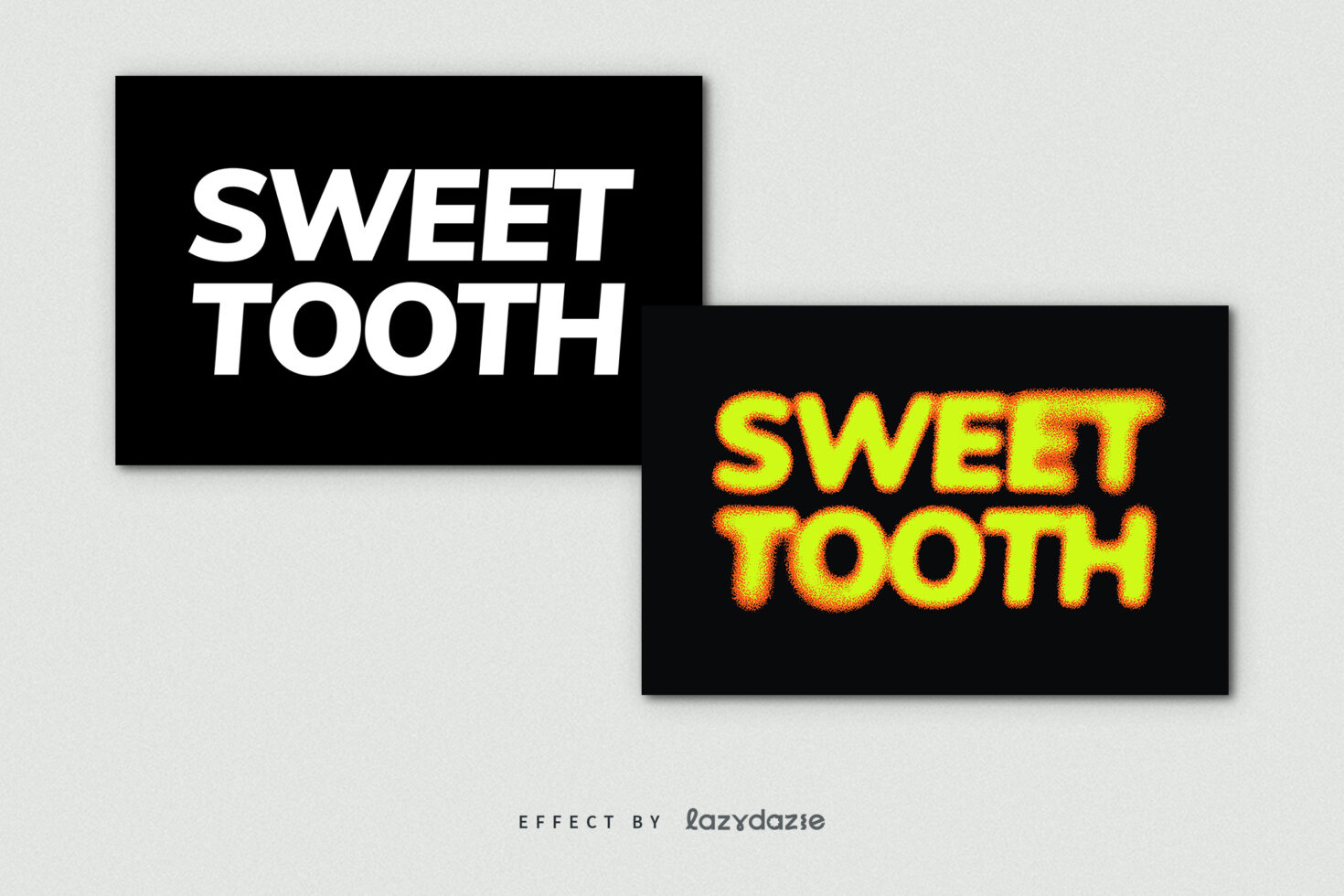 Sweet Tooth mockup showing clean white sans serif with fiery glow effect