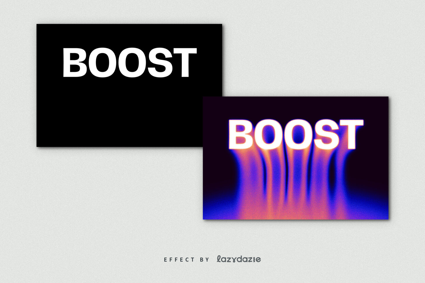 BOOST plain on black then with neon gradient mesh effect