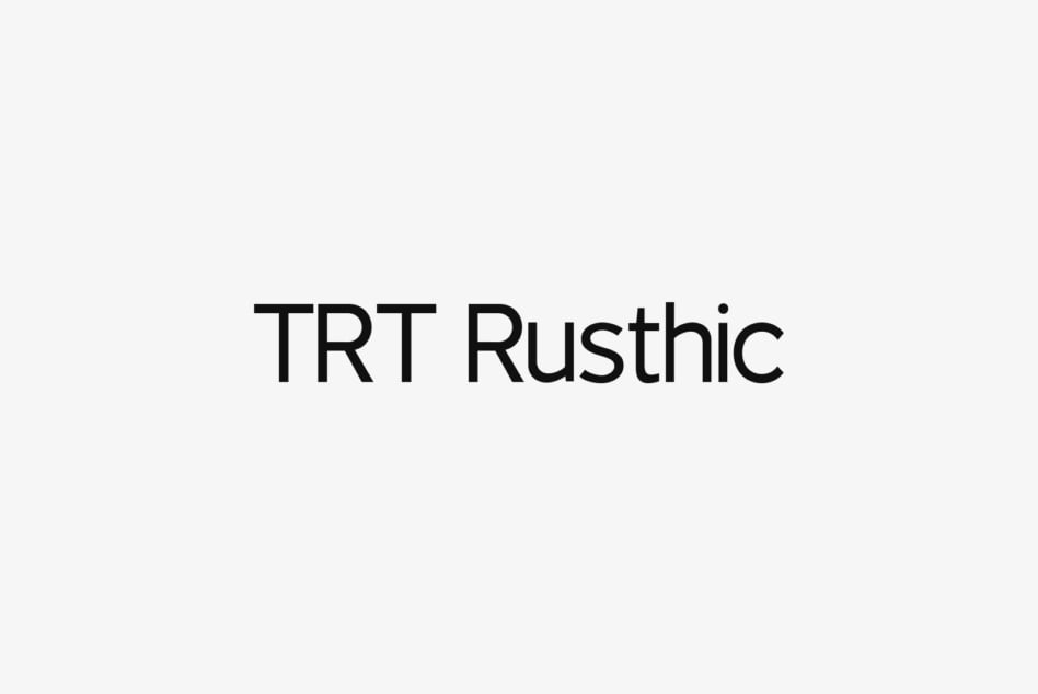 TRT Rusthic sans serif font name displayed in clean typography