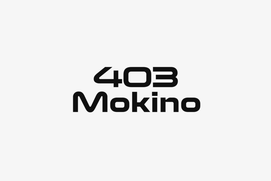 403 Mokino text in bold sans serif on light background