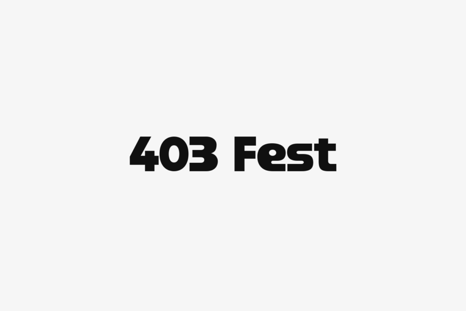 403 Fest typography in bold black sans serif on light beige